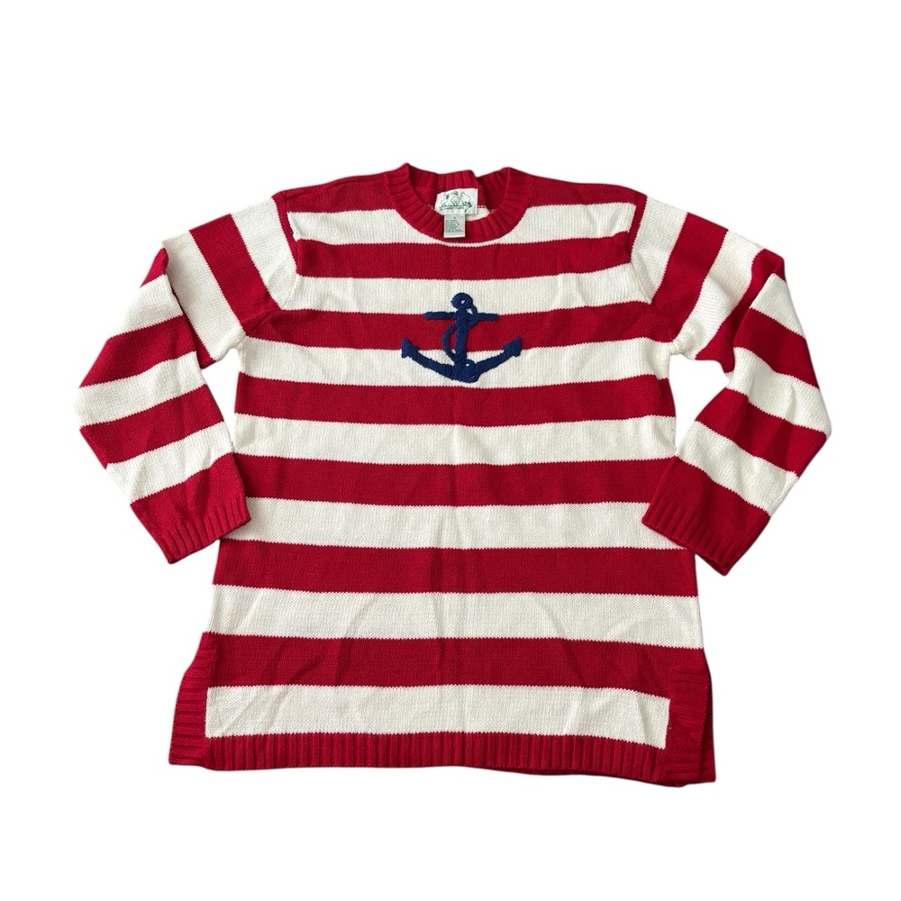 Quacker Factory Red and White Nautical Sweater Small